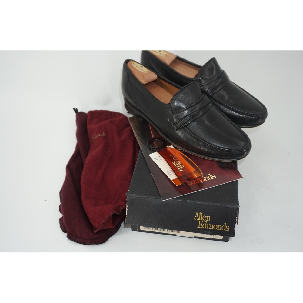 Allen‎ Edmonds Bergamo Shoes Mens Size 10 EE Black Leather Slip On Dress Oxford